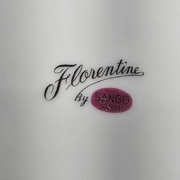 Sango Florentine 10" Oval Vegetable Serving Bowl Vintage Japan Platinum Trim - Picture 8 of 8